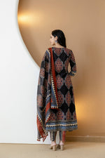 Thumbnail for Ethnic Motif Printed Anarkali Kurta Set With Matching Pants & Dupatta, Black - Hiral Fashion - Distacart