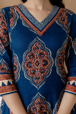 Thumbnail for Ethnic Motif Printed Anarkali Kurta Set With Matching Pants & Dupatta, Blue - Hiral Fashion - Distacart