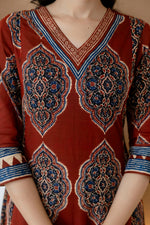 Thumbnail for Ethnic Motif Printed Anarkali Kurta Set With Matching Pants & Dupatta, Rust - Hiral Fashion - Distacart