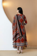 Thumbnail for Ethnic Motif Printed Anarkali Kurta Set With Matching Pants & Dupatta, Rust - Hiral Fashion - Distacart