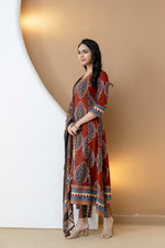 Thumbnail for Ethnic Motif Printed Anarkali Kurta Set With Matching Pants & Dupatta, Rust - Hiral Fashion - Distacart