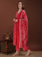 Thumbnail for Embroidered & Floral Printed Kurta With Palazzo & Printed Dupatta, Pink - Hiral Fashion - Distacart