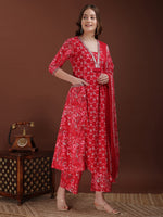 Thumbnail for Embroidered & Floral Printed Kurta With Palazzo & Printed Dupatta, Pink - Hiral Fashion - Distacart