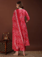 Thumbnail for Embroidered & Floral Printed Kurta With Palazzo & Printed Dupatta, Pink - Hiral Fashion - Distacart