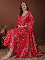 Thumbnail for Embroidered & Floral Printed Kurta With Palazzo & Printed Dupatta, Pink - Hiral Fashion - Distacart