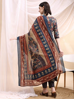 Thumbnail for Paisley Printed Angarkha Style Anarkali Kurta With Pant & Dupatta, Navy Blue - Hiral Fashion - Distacart