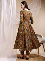 Thumbnail for Paisley Printed Angarkha Style Anarkali Kurta With Pant & Dupatta, Olive - Hiral Fashion - Distacart