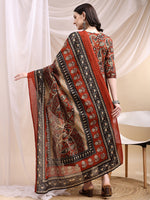 Thumbnail for Paisley Printed Angarkha Style Anarkali Kurta With Pant & Dupatta, Rust - Hiral Fashion - Distacart