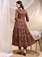 Thumbnail for Paisley Printed Angarkha Style Anarkali Kurta With Pant & Dupatta, Rust - Hiral Fashion - Distacart