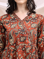 Thumbnail for Paisley Printed Angarkha Style Anarkali Kurta With Pant & Dupatta, Rust - Hiral Fashion - Distacart