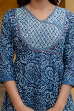 Thumbnail for Embroidered Anarkali Kurta With Pant & Printed Dupatta, Blue - Hiral Fashion - Distacart