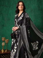 Thumbnail for Embroidered & Printed Flared Kurta With Pant & Dupatta, Black - Hiral Fashion - Distacart