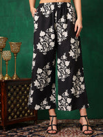 Thumbnail for Embroidered & Printed Flared Kurta With Pant & Dupatta, Black - Hiral Fashion - Distacart