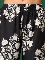 Thumbnail for Embroidered & Printed Flared Kurta With Pant & Dupatta, Black - Hiral Fashion - Distacart