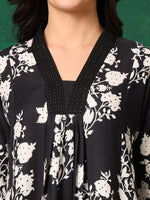 Thumbnail for Embroidered & Printed Flared Kurta With Pant & Dupatta, Black - Hiral Fashion - Distacart