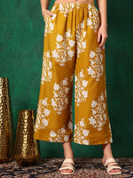 Thumbnail for Embroidered & Printed Flared Kurta With Pant & Dupatta, Mustard - Hiral Fashion - Distacart
