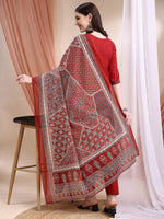 Thumbnail for Embroidered & Ethnic Printed Anarkali Kurta With Pant & Printed Dupatta, Maroon - Hiral Fashion - Distacart