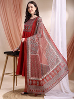 Thumbnail for Embroidered & Ethnic Printed Anarkali Kurta With Pant & Printed Dupatta, Maroon - Hiral Fashion - Distacart