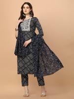 Thumbnail for Bandhani Printed & Embroidered Kurta With Pant And Dupatta Set, Multicolor - Hiral Fashion - Distacart
