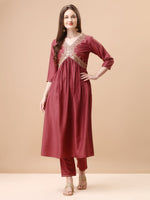 Thumbnail for Alia Cut Sequined Embroidered Premium Kurta Set With Banarasi Silk Dupatta, Multicolor - Hiral Fashion - Dista
