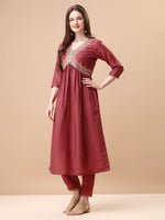 Thumbnail for Alia Cut Sequined Embroidered Premium Kurta Set With Banarasi Silk Dupatta, Multicolor - Hiral Fashion - Dista