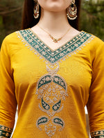 Thumbnail for Embroidered Kurta With Pant & Border Premium Embroidered Dupatta, Multicolor - Hiral Fashion - Distacart
