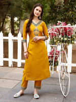 Thumbnail for Embroidered Kurta With Pant & Border Premium Embroidered Dupatta, Multicolor - Hiral Fashion - Distacart