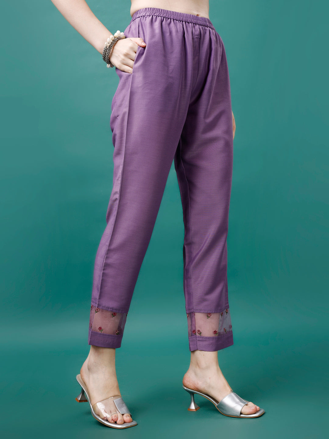 Embroidered Kurta With Pant & Premium Embroidered Organza Dupatta, Multicolor - Hiral Fashion - Dista