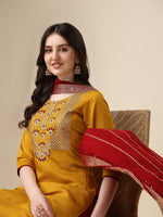 Thumbnail for Hand Embroidered Kurta With Pant & Dupatta Set, Multicolor - Hiral Fashion - Dista