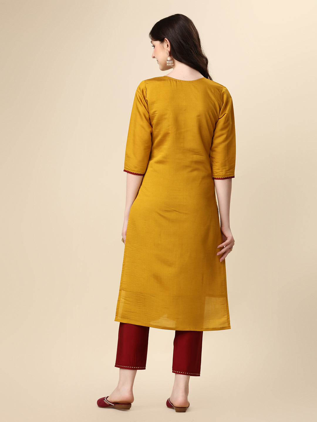 Hand Embroidered Kurta With Pant & Dupatta Set, Multicolor - Hiral Fashion - Dista