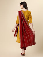 Thumbnail for Hand Embroidered Kurta With Pant & Dupatta Set, Multicolor - Hiral Fashion - Dista