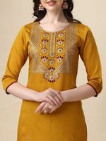 Thumbnail for Hand Embroidered Kurta With Pant & Dupatta Set, Multicolor - Hiral Fashion - Dista