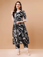 Thumbnail for Leaf Printed & Lace Detailed Kurta & Pant Set, Multicolor - Hiral Fashion - Dista