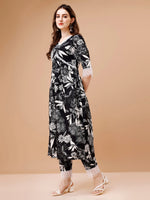 Thumbnail for Leaf Printed & Lace Detailed Kurta & Pant Set, Multicolor - Hiral Fashion - Dista