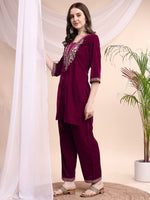 Thumbnail for Embroidered Velvet Co-Ords, Pink - Hiral Fashion - Distacart