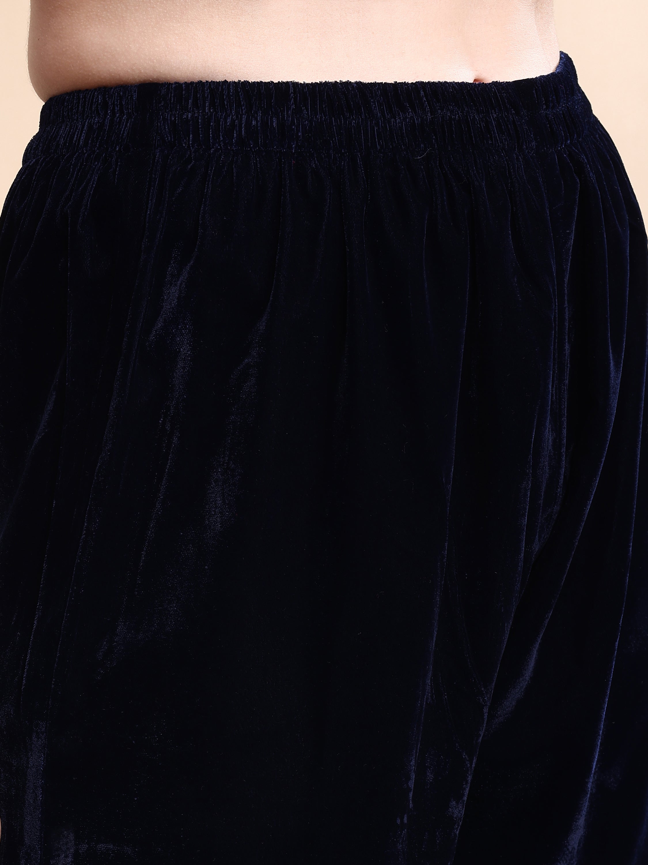 Embroidered Velvet Co-Ords, Navy Blue - Hiral Fashion - Distacart