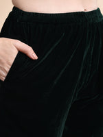 Thumbnail for Embroidered Velvet Co-Ords, Bottle-Green - Hiral Fashion - Distacart