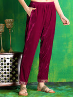 Thumbnail for Embroidered Velvet Co-Ords, Pink - Hiral Fashion - Distacart