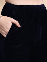Thumbnail for Embroidered Velvet Co-Ords, Navy Blue - Hiral Fashion - Distacart