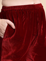 Thumbnail for Embroidered Velvet Co-Ords, Maroon - Hiral Fashion - Distacart
