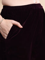 Thumbnail for Embroidered Velvet Co-Ords, Wine - Hiral Fashion - Distacart