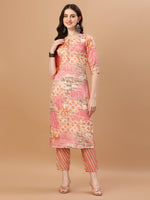 Thumbnail for Printed Cotton Orange & Pink Kurta Pant & Dupatta Set, Multicolor - Hiral Fashion - Dista