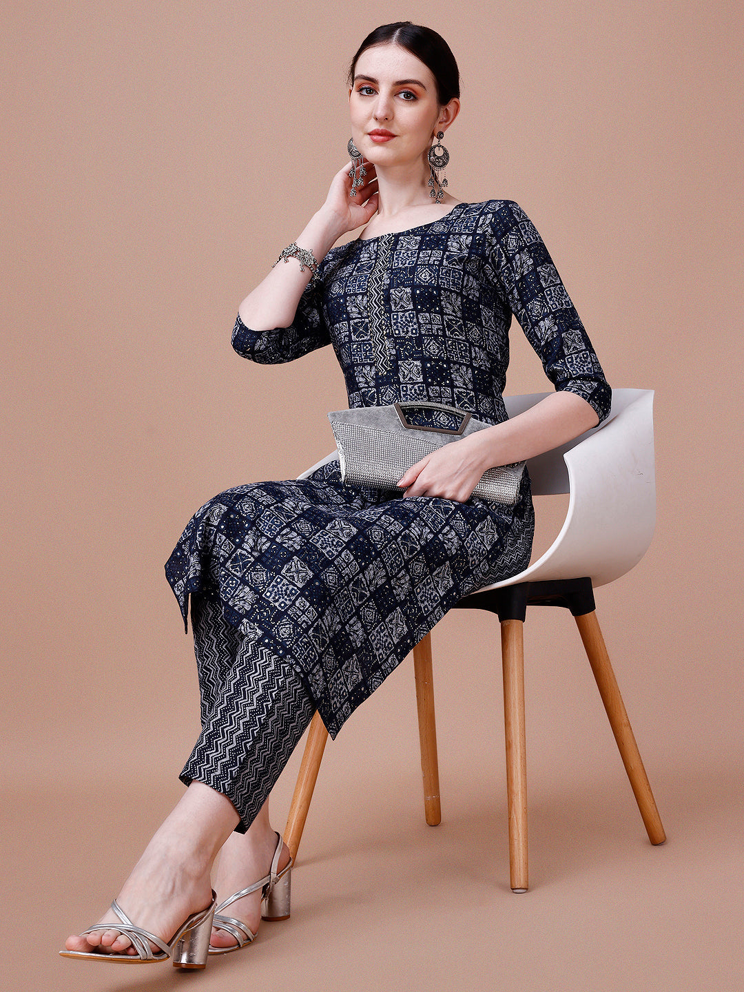 Ethnic Tribal Printed Kurta & Pant Set, Multicolor - Hiral Fashion - Dista