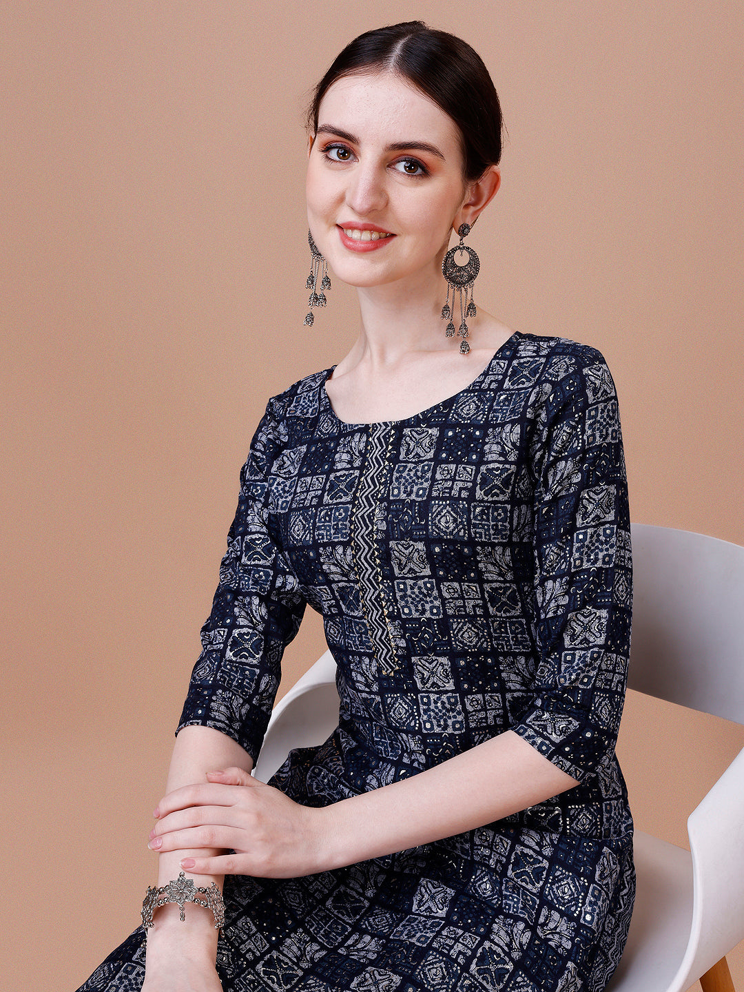 Ethnic Tribal Printed Kurta & Pant Set, Multicolor - Hiral Fashion - Dista