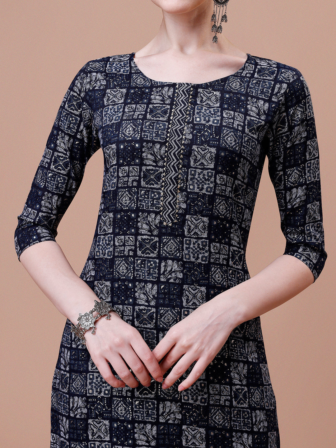 Ethnic Tribal Printed Kurta & Pant Set, Multicolor - Hiral Fashion - Dista