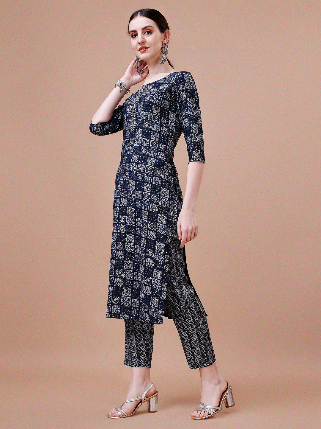 Ethnic Tribal Printed Kurta & Pant Set, Multicolor - Hiral Fashion - Dista