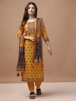 Thumbnail for Embroidered & Ethnic Motifs Printed Kurta With Pant & Dupatta, Multicolor - Hiral Fashion - Distacart