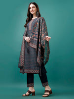 Thumbnail for Hand Embroidered Kurta With Pant & Dupatta, Multicolor - Hiral Fashion - Distacart