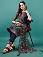 Thumbnail for Hand Embroidered Kurta With Pant & Dupatta, Multicolor - Hiral Fashion - Distacart