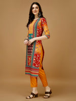 Thumbnail for Hand Embroidered & Printed Kurta With Pant & Printed Dupatta, Multicolor - Hiral Fashion - Distacart